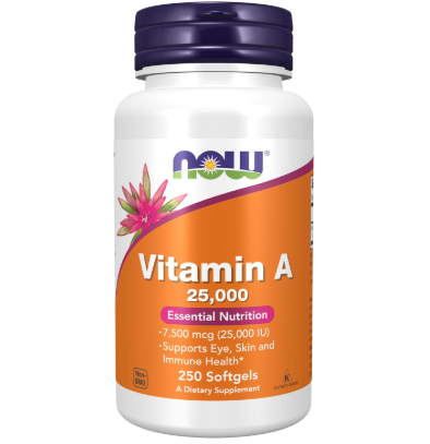 NOW Supplements, Vitamin A (Fish Liver Oil) 25,000 IU, Essential Nutrition, 250 Softgels