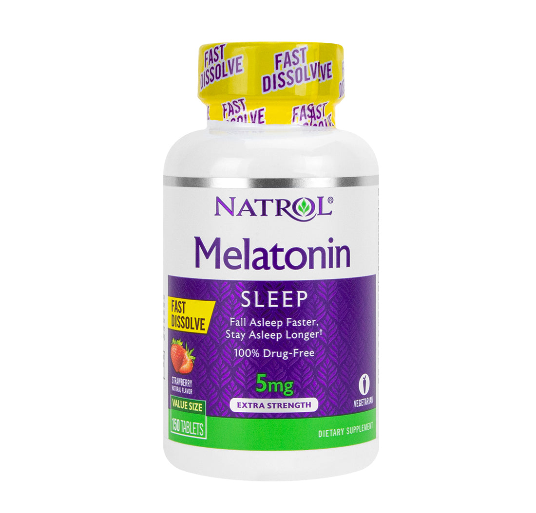 Natrol Melatonin Fast Dissolve, Extra Strength, Strawberry, 5 mg, 150 Tablets