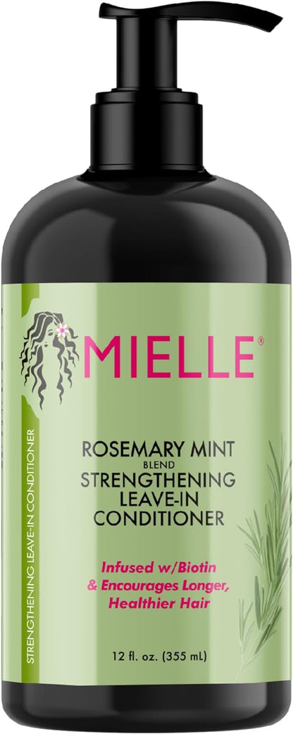 Mielle Organics Rosemary Mint Strengthening Leave-In Conditioner, Supports Hair Strength, Smooth Conditioner for Dry and Crinkled Hair, Weightless Hair Treatment