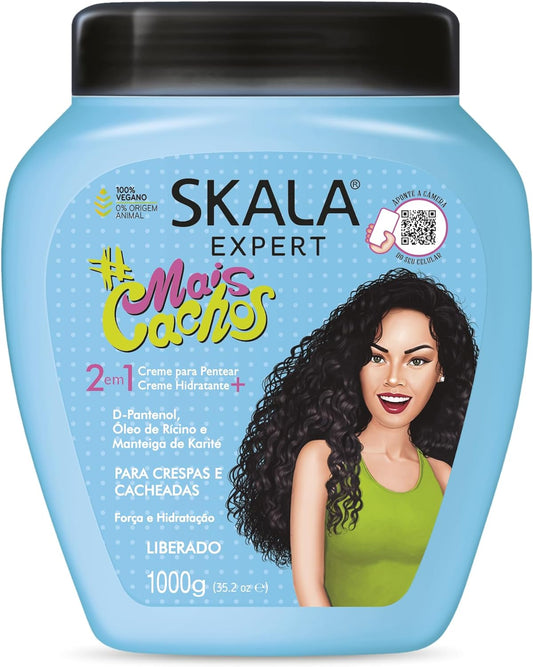 SKALA Hair Type 3ABC - Eliminate Anti Frizz, For Curly Hair -2 in 1 Conditioning Treatment Cream and Cream To Comb -100% VEGAN - Extra Large Size 35.2 Oz