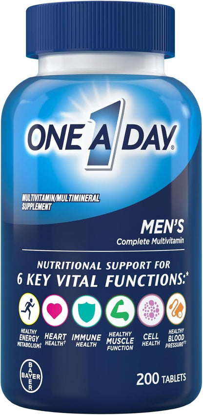 One A Day Men’s Multivitamin, Gluten-Free Supplement with Vitamins A, C, D, E, Zinc, B12, Calcium & More – 200 Count