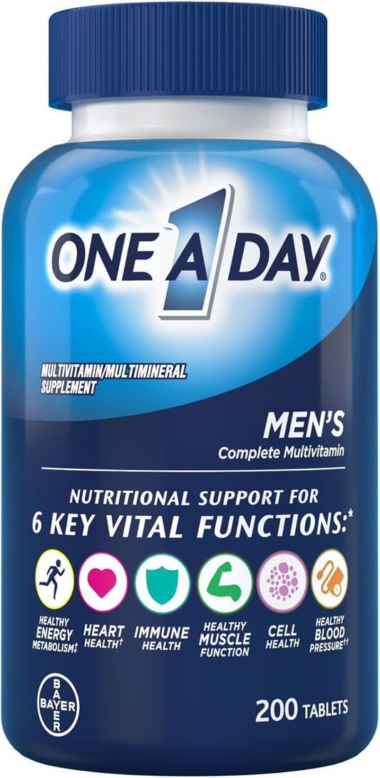 One A Day Men’s Multivitamin, Gluten-Free Supplement with Vitamins A, C, D, E, Zinc, B12, Calcium & More – 200 Count