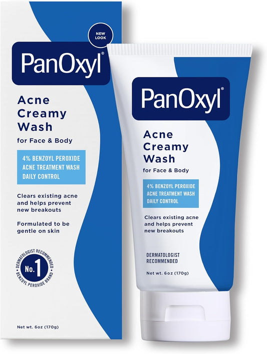 PanOxyl Antimicrobial Acne Creamy Wash, 4% Benzoyl Peroxide, 6 Ounce