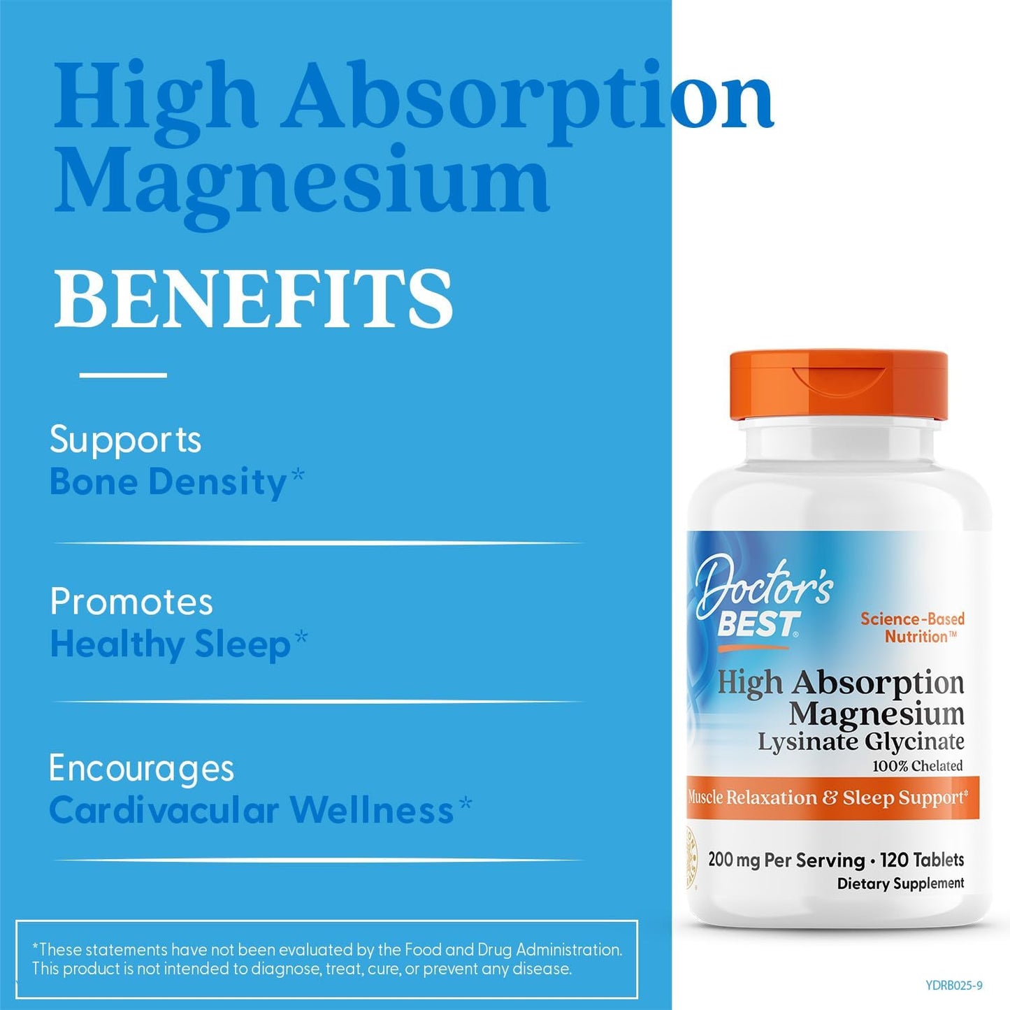 Doctor's Best - High Absorption 100% Chelated Magnesium 120 Tablets