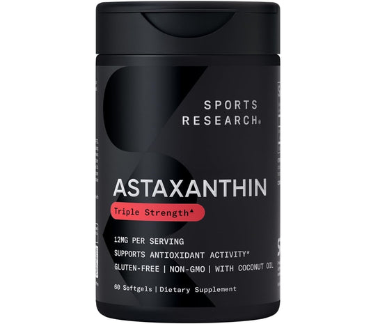 Sports Research Triple Strength Astaxanthin (12mg) with Organic Coconut Oil | Non-GMO, Soy & Gluten Free - 60 Mini Softgels (2 Month Supply)