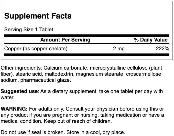 Swanson Copper Mineral Supplement - 2 mg (Copper Chelate) - Antioxidant, Immune System, and Cell Support - 300 Tablets