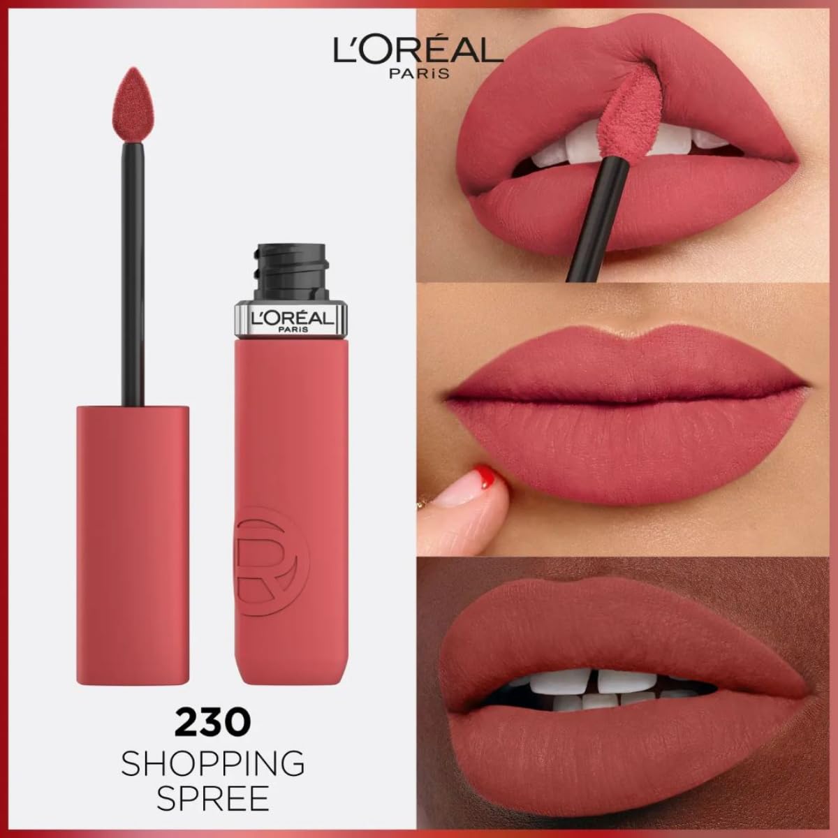 L’Oréal Paris Infallible Matte Resistance Liquid Lipstick, up to 16 Hour Wear, Shopping Spree 230, 0.16 Fl Oz