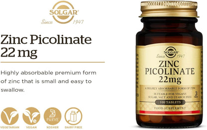 Solgar Zinc Picolinate, 100 Tablets