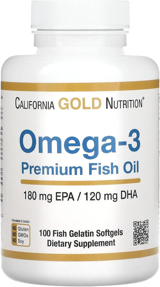 California Gold Nutrition, Omega-3 Premium Fish Oil, 100 Fish Gelatin