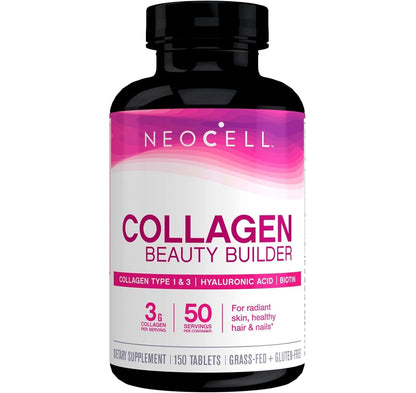 NeoCell Collagen Beauty Builder With Hyaluronic Acid and Biotin, Skin, Hair and Nails Supplement, Includes Antioxidants, Tablet, 150 Count