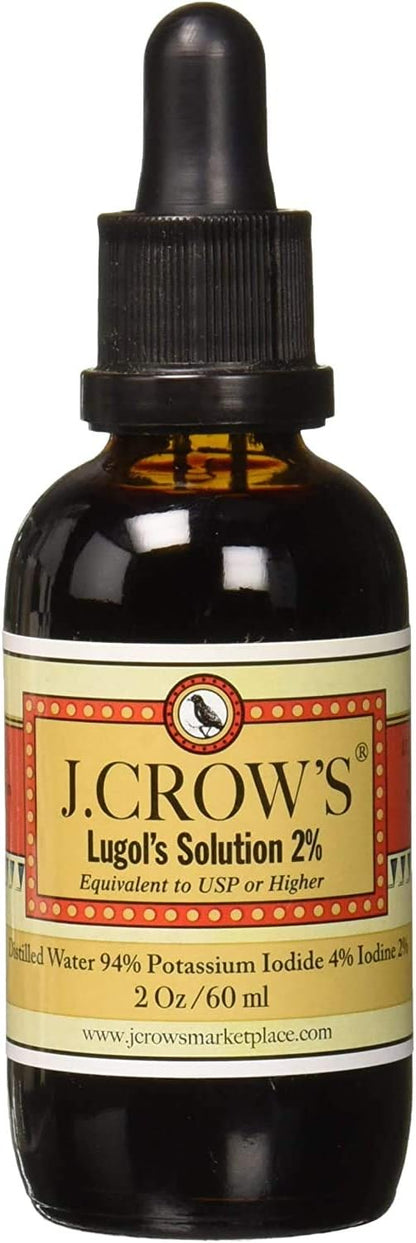 J. CROW'S Lugols Solution of Iodine 2% 2oz