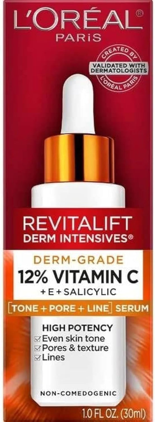 L'Oreal Paris Revitalift Derm Intensives Derm Grade 12% Vitamin C + E + Salicylic Serum, 1.0 Fl. Oz.