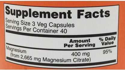 Now Foods , Magnesium Citrate,400 Mg,120 Veg Capsules