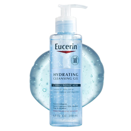 Eucerin, Face, Hydrating Cleansing Gel + Hyaluronic Acid, Fragrance Free, 6.8 fl oz (200 ml)