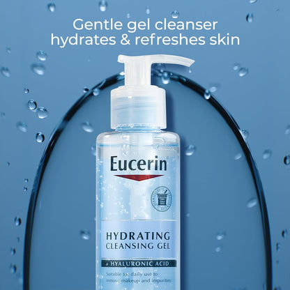 Eucerin, Face, Hydrating Cleansing Gel + Hyaluronic Acid, Fragrance Free, 6.8 fl oz (200 ml)