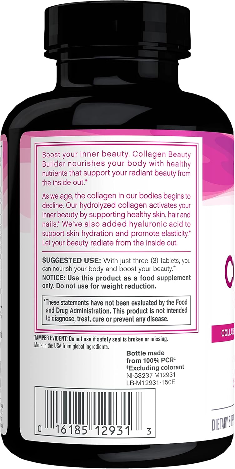 NeoCell Collagen Beauty Builder With Hyaluronic Acid and Biotin, Skin, Hair and Nails Supplement, Includes Antioxidants, Tablet, 150 Count