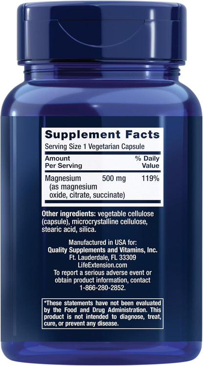 Life Extension Magnesium Vegetarian Capsules (500mg, 100 Pieces)