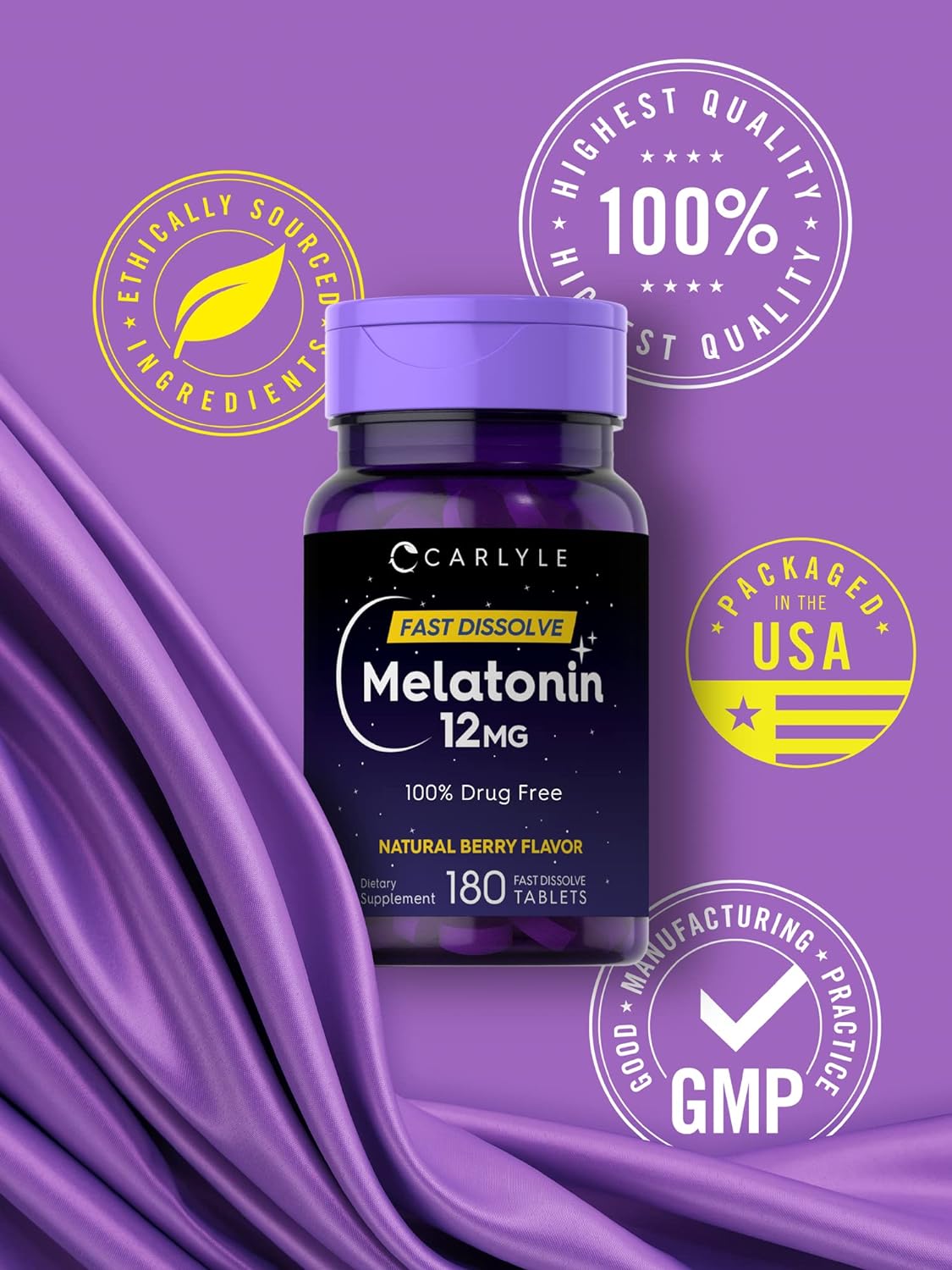 (natural sleep aid) Vegetarian Melatonin, berry flavor, natural sleep supplement, fast acting