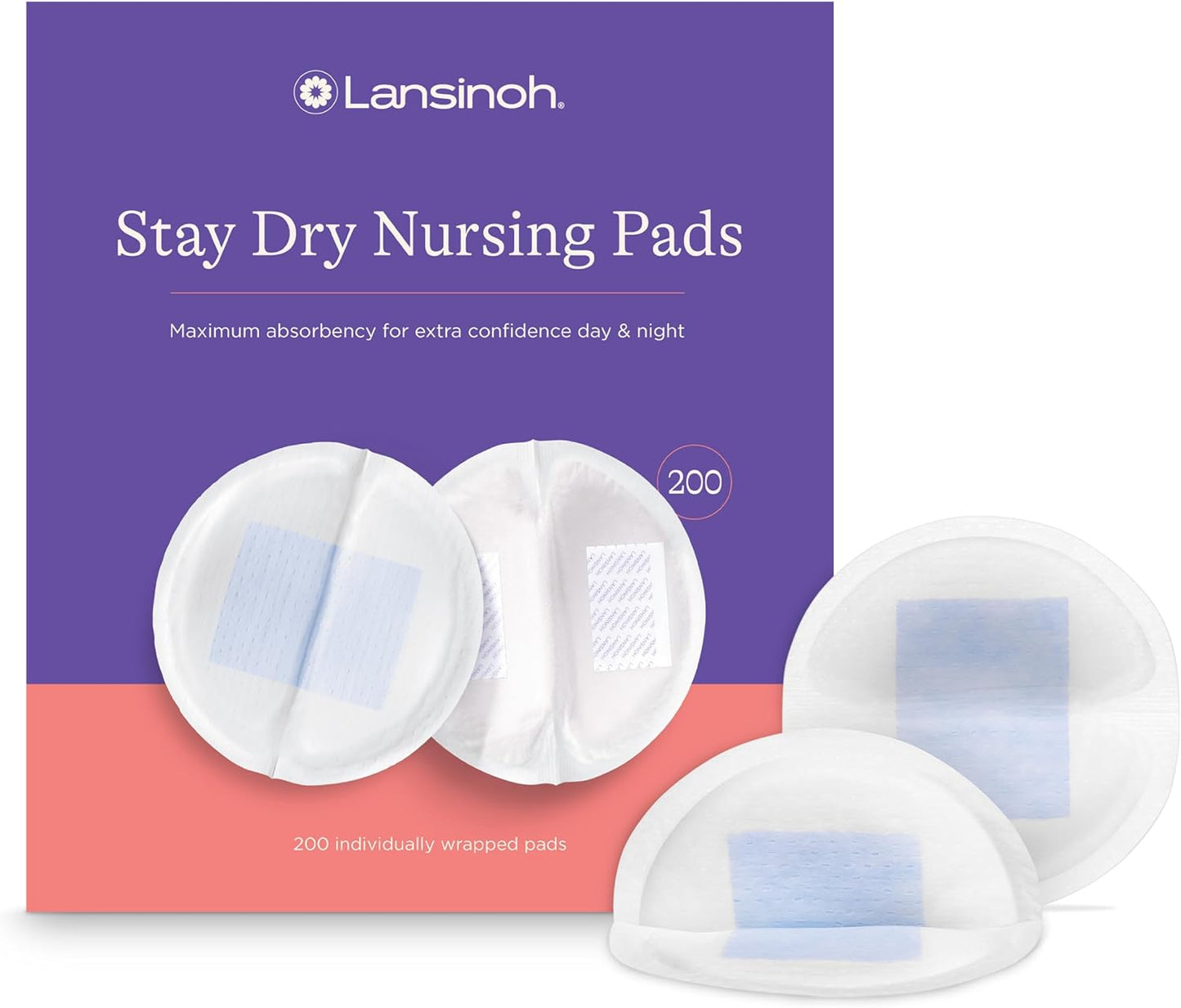 Lansinoh Stay Dry Disposable Nursing Pads for Breastfeeding, 200 Count (Pack of 1)