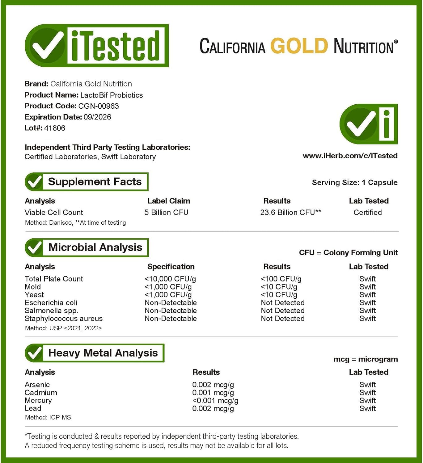 California Gold Nutrition, LactoBif Probiotics, 5 Billion CFU, 60 Veggie Caps