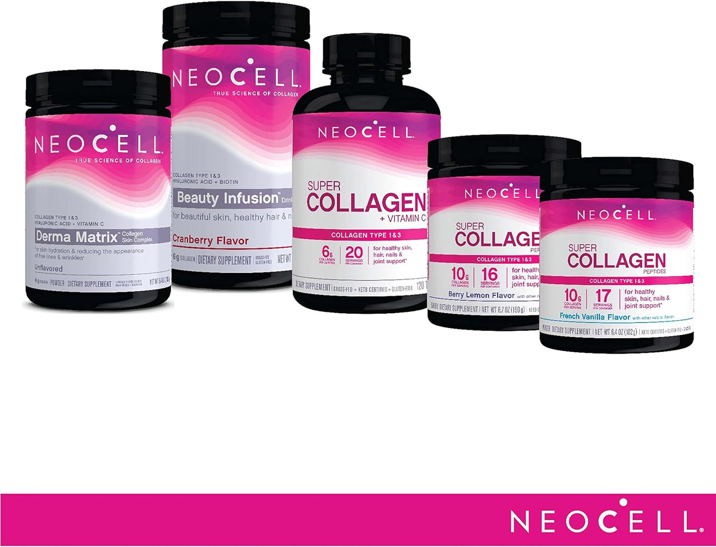 NeoCell Super Collagen Peptides + Vitamin C & Biotin, 3g Collagen Per Serving, Gluten Free, Promotes Healthy Hair, Beautiful Skin, and Nail Support, Dietary Supplement, 270 Tablets