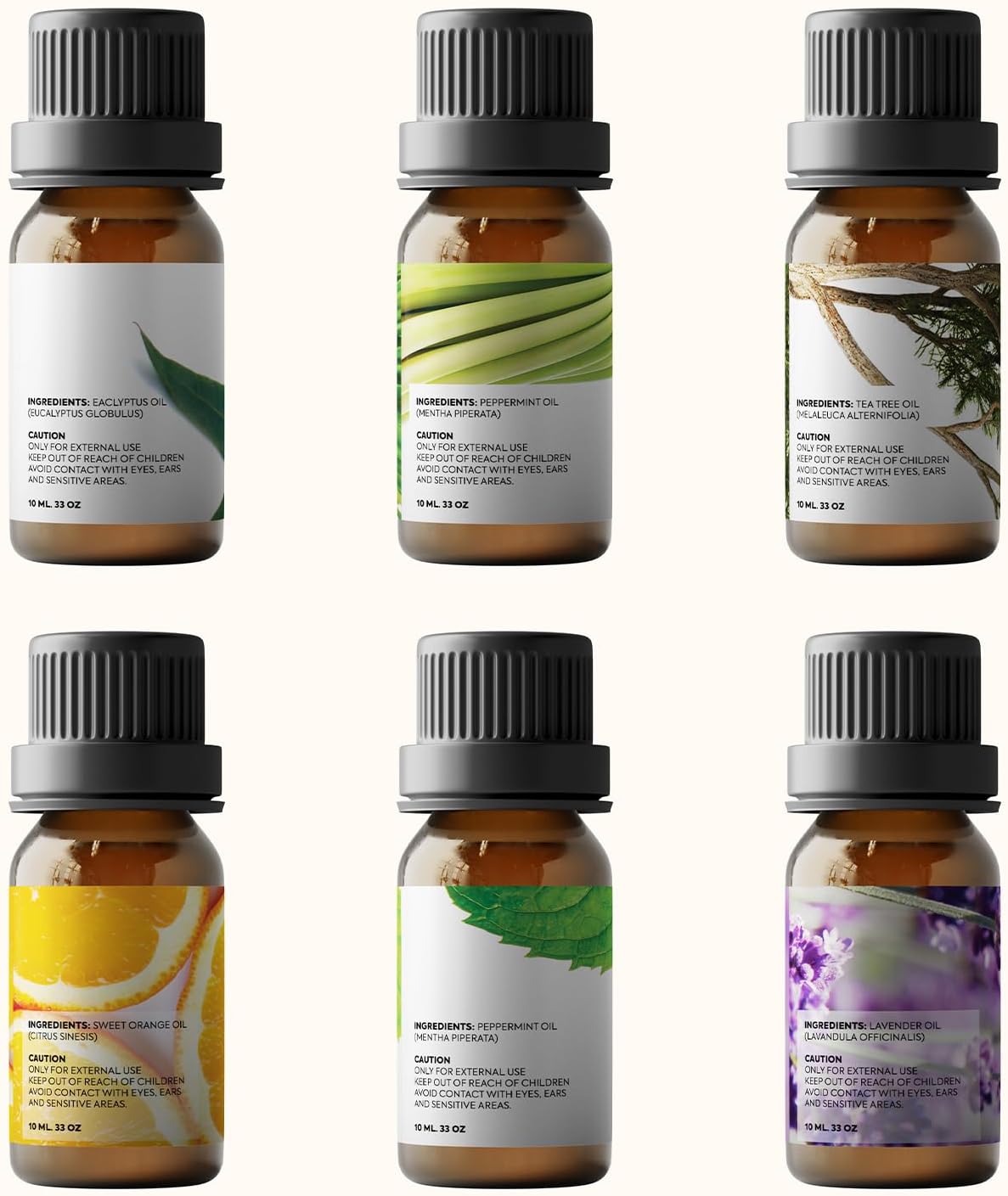 Pure Aroma Essential Oils 100% Therapeutic Grade Oils kit- Top 6 Aromatherapy Oils Gift Set-6 Pack, 10ML(Eucalyptus, Lavender, Lemon Grass, Orange, Peppermint, Tea Tree)