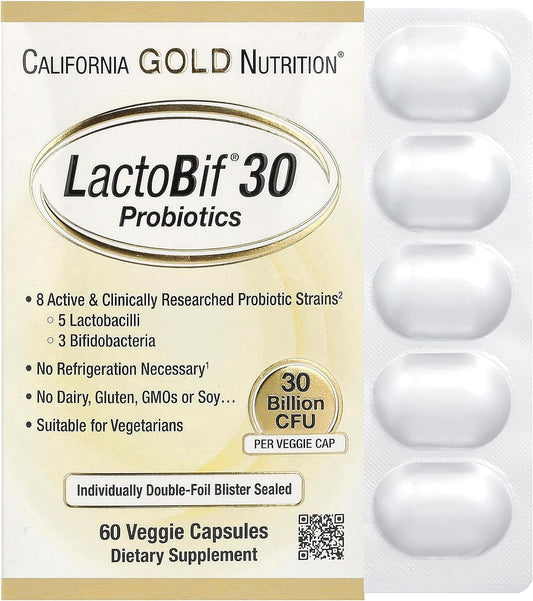 California Gold Nutrition, LactoBif Probiotics, 30 Billion CFU, 60 Veggie Capsules