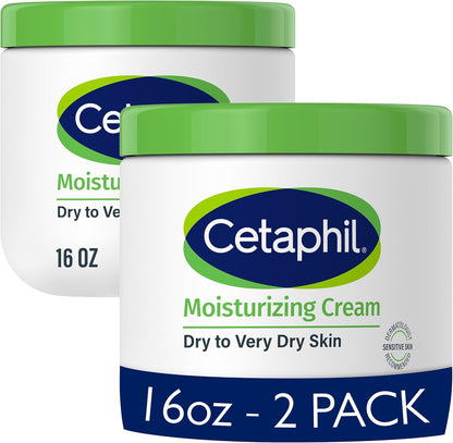 Cetaphil Moisturizing Cream (16 fl oz, Pack of 2) – Fragrance-Free, Hypoallergenic, for Dry to Very Dry, Sensitive Skin