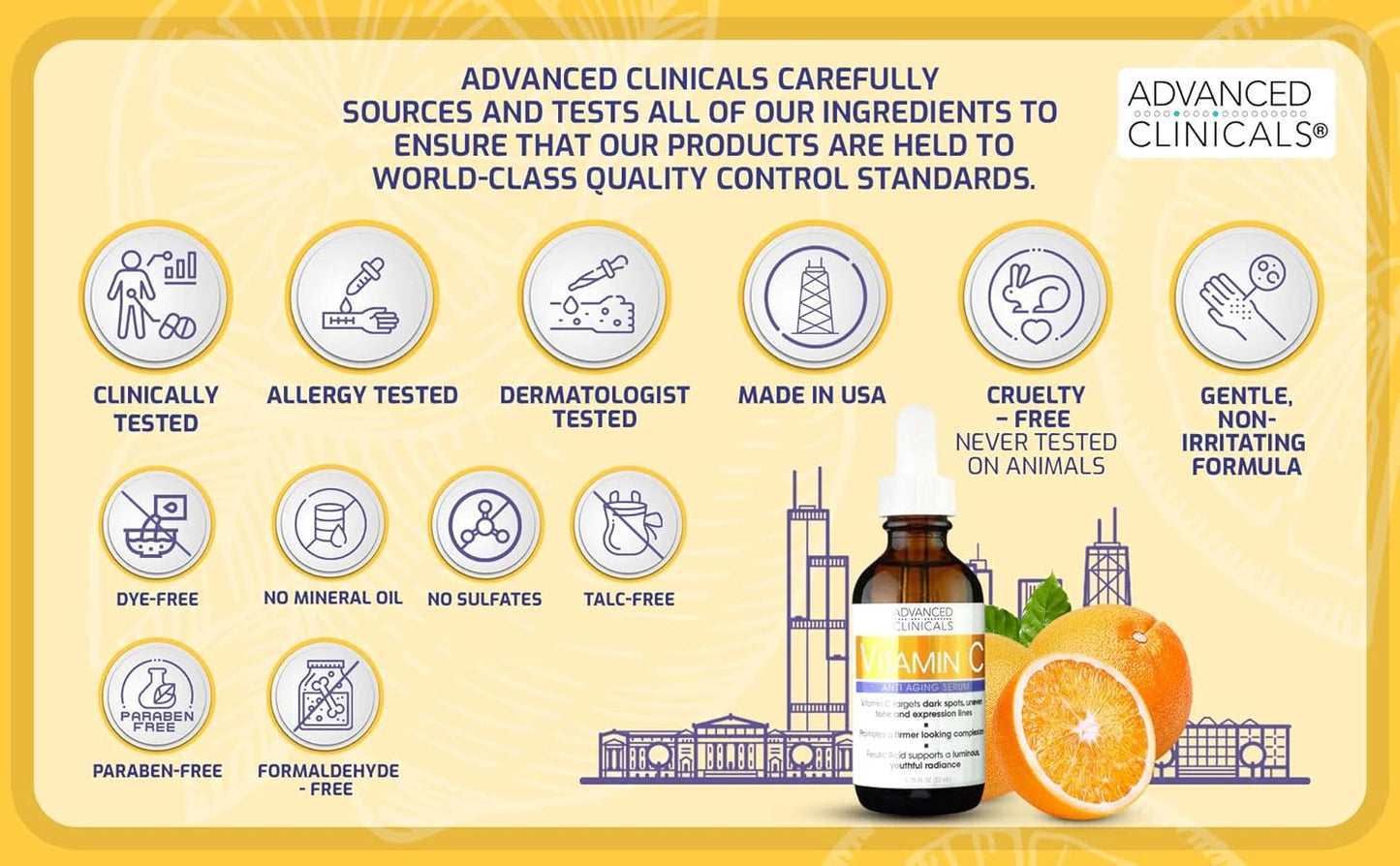 1.75oz bottle of Advanced Clinicals Vitamin C Anti-Aging Serum