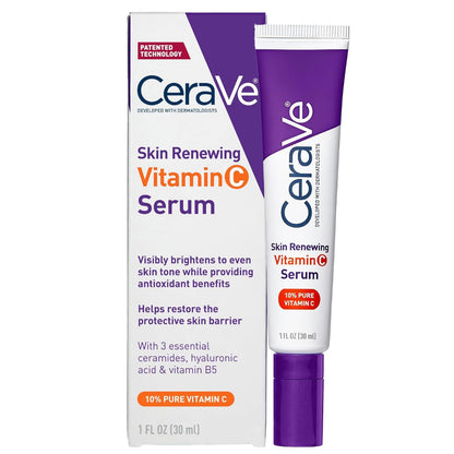 CeraVe Vitamin C Serum with Hyaluronic Acid | Skin Brightening Serum for Face with 10% Pure Vitamin C | Fragrance Free | 1 Fl. Oz 