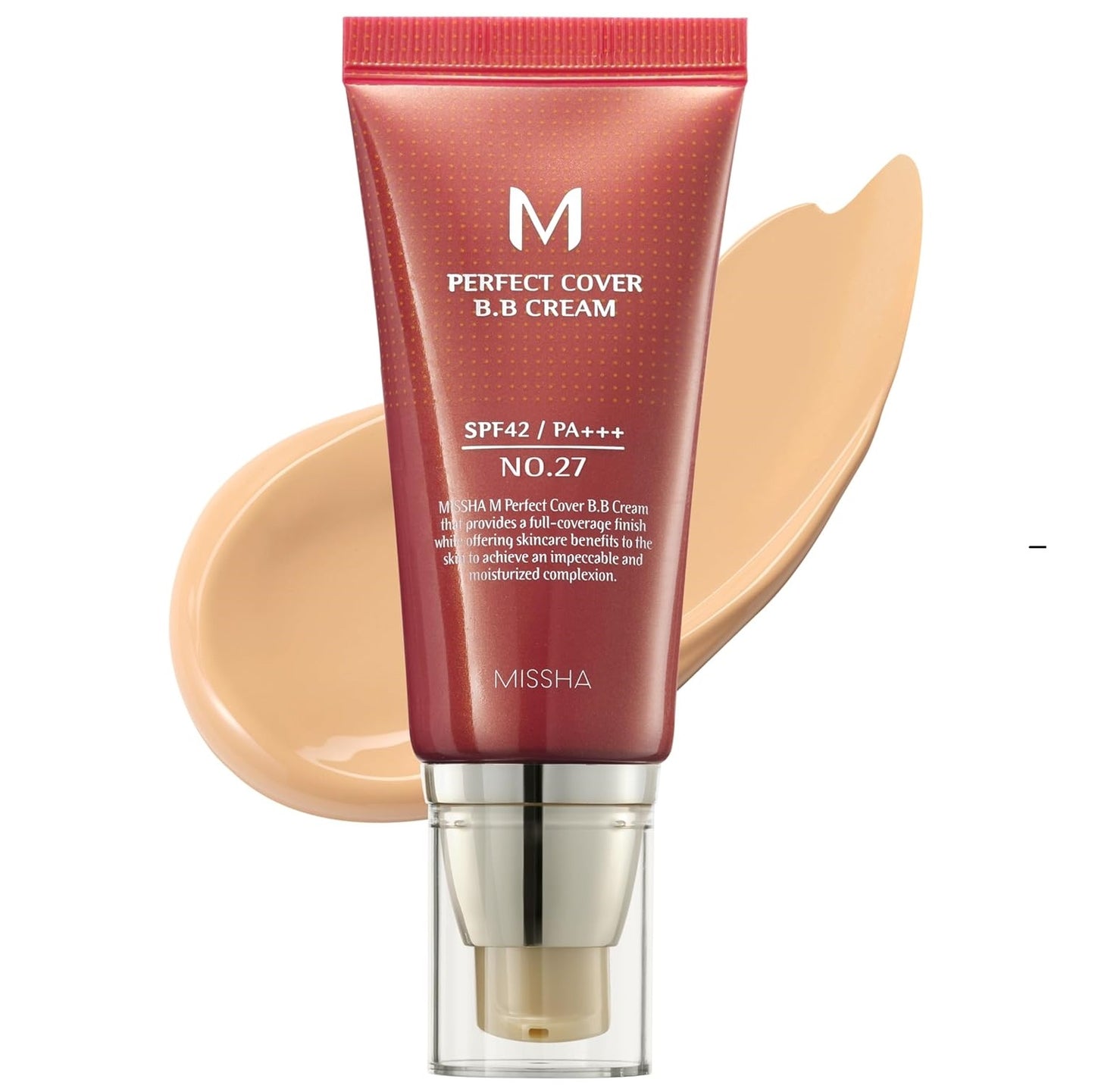 Missha, M Perfect Cover B.B Cream, SPF 42 PA+++, No. 27 Honey Beige, 1.7 fl oz (50 ml)