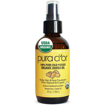 Pura D'or, 100% Pure Cold Pressed Organic Jojoba Oil, 4 fl oz (118 ml)