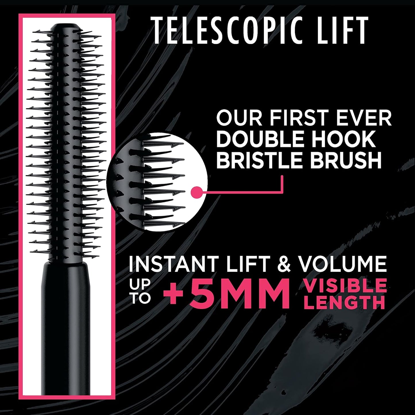 L’Oréal Paris Telescopic Lift Washable Mascara, Lengthening and Volumizing Eye Makeup, Lash Lift with Up to 36HR Wear, Black, 0.33 Fl Oz