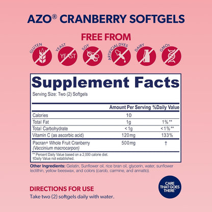 Azo Cranberry Urinary Tract Health Supplement (100 Softgels)