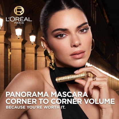 L’Oréal Paris Voluminous Panorama Mascara, Volumizing and Lengthening Mascara, Waterproof Longwear and Smudge Resistant Make Up, Black, 0.33 Fl Oz