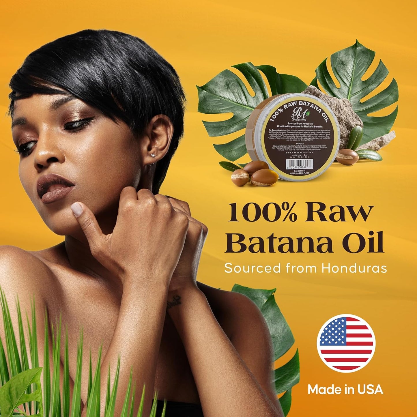 RA COSMETICS 100% Natural Unrefined Batana Hair Oil for Hair Growth, 8 oz