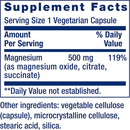 Life Extension Magnesium Vegetarian Capsules (500mg, 100 Pieces)