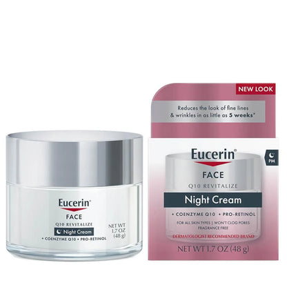 Eucerin, Face, Q10 Revitalize, Night Cream, Fragrance Free, 1.7 fl oz (48 g)