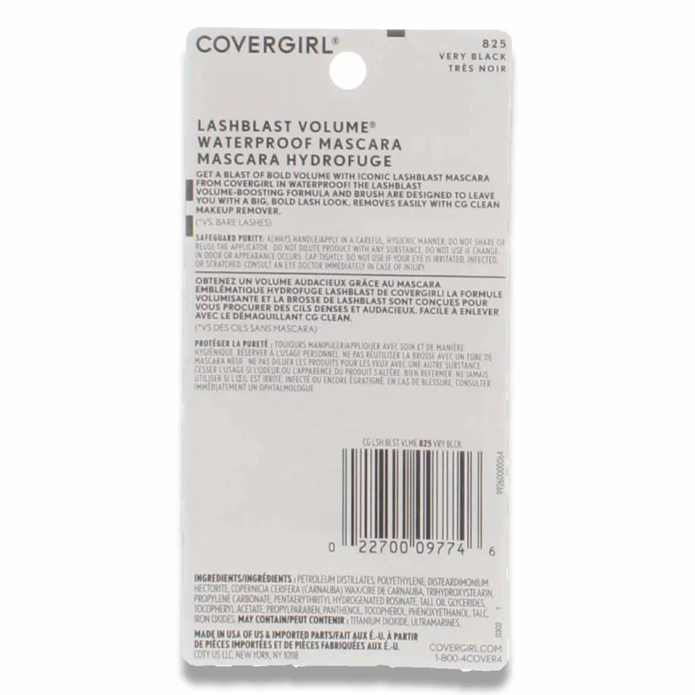 Covergirl - ماسكارا LashBlast Volume المقاومة للماء، أسود جدًا 825 - 0.44 أونصة 