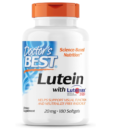 Doctor's Best Lutein Featuring Lutemax, Non-GMO, Gluten Free, Soy Free, Eye Health, 20 mg, 180 Softgels