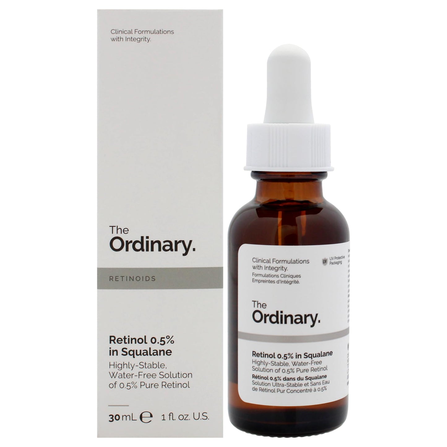 The Ordinary Retinol 0.5% in Squalane 30ml**About this item:** Brand: The Ordinary - **Easy to Use:** This high-strength, water-free solution is easy to incorporate into your skincare routine.- **Suitable:** Suitable for addressing various signs of aging,