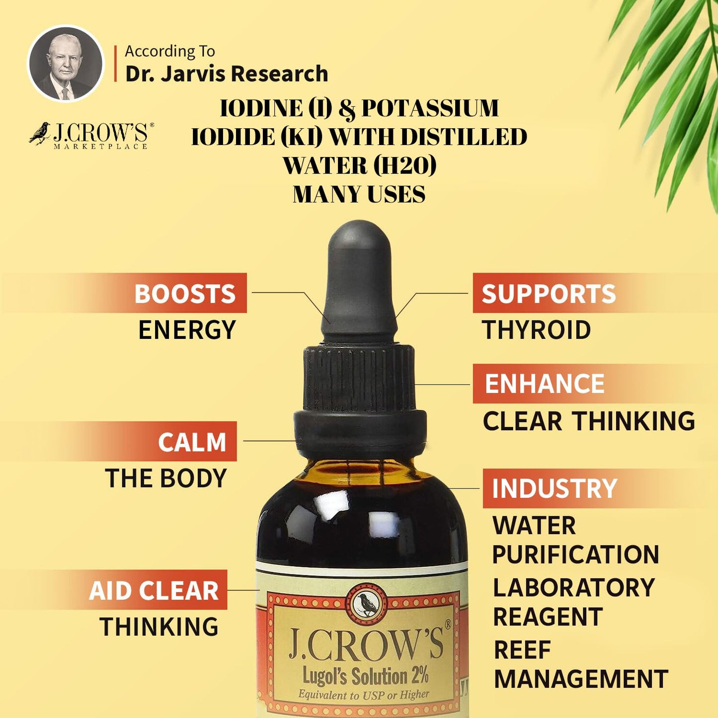 J.CROW'S® محلول لوغول لليود 2% 2 أونصة