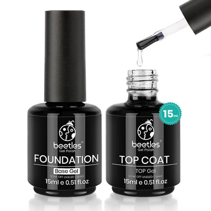 Effortless Gel Nail Art - Beetles Top & Base Coat Set (Easy Application, Soak Off).