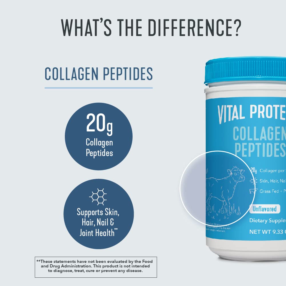 Vital Proteins Collagen Peptides, 284 g, Unflavoured Bovine-Sourced Food Supplement Powder