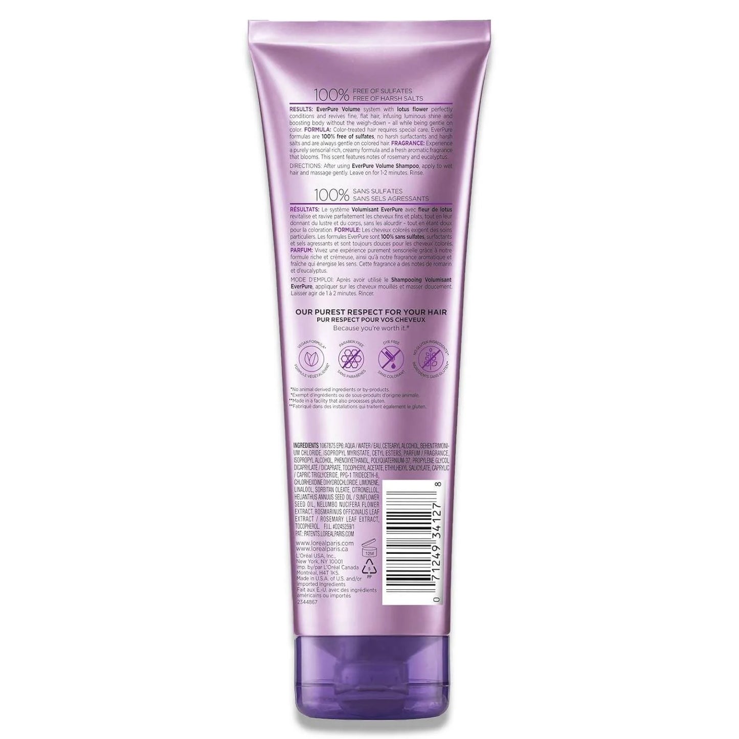 L'Oreal - Paris EverPure Volume Sulfate Free Conditioner, Lotus Flower 8.5 oz