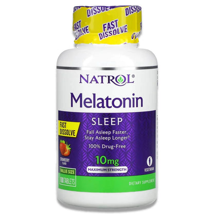 Natrol - Melatonin Sleep, Fast Dissolve, Maximum Strength, Strawberry 10 mg - 100 Tablets