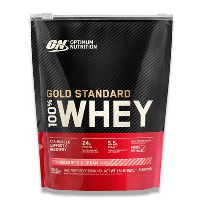 Optimum Nutrition - Gold Standard 100% Whey Protein, Strawberries & Cream - 1.5 Lb